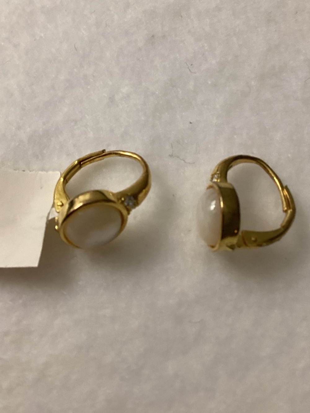 Gold Tone Fine Silver Plate Pearl Stud Earrings with Crystal Accent - Picture 6 of 7